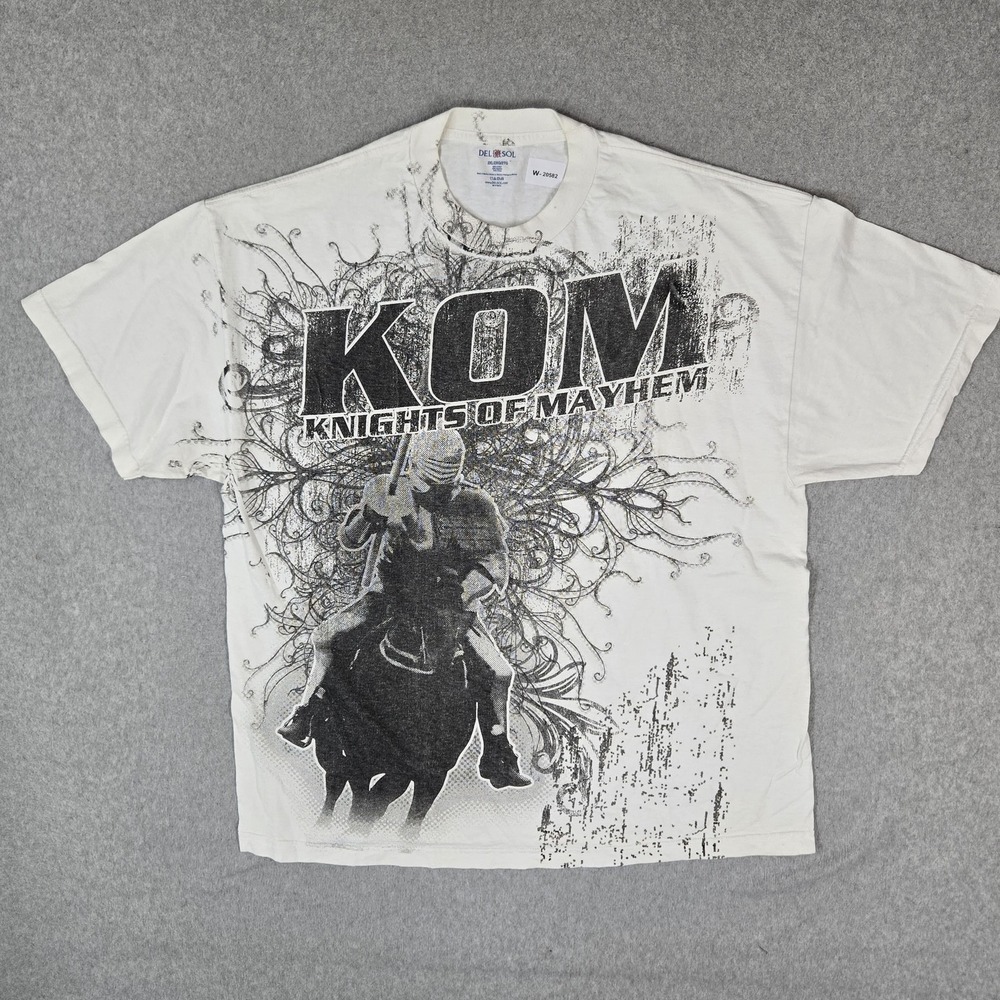 Knights Of Mayhem Men Shirt 2XL White Graphic Knight Grunge Print